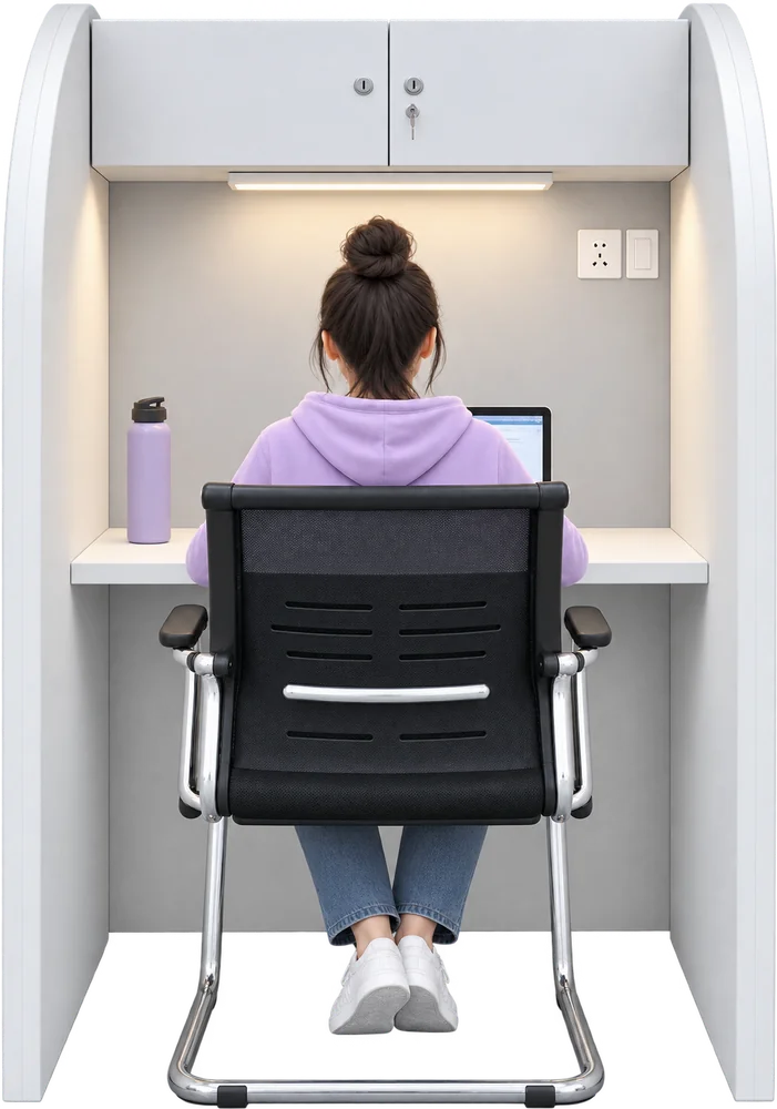 Student studying in a private cabin at Shanvi Reading Room